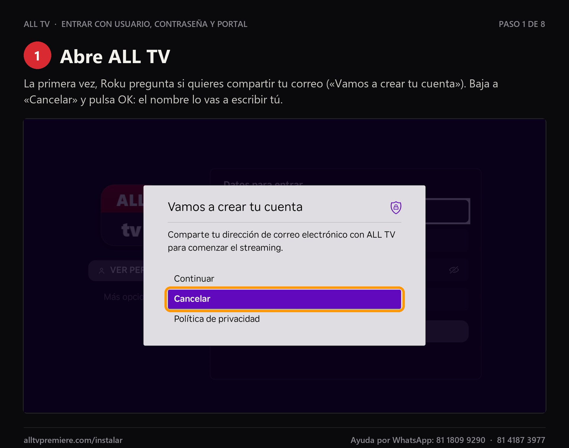 Paso 1 de 8